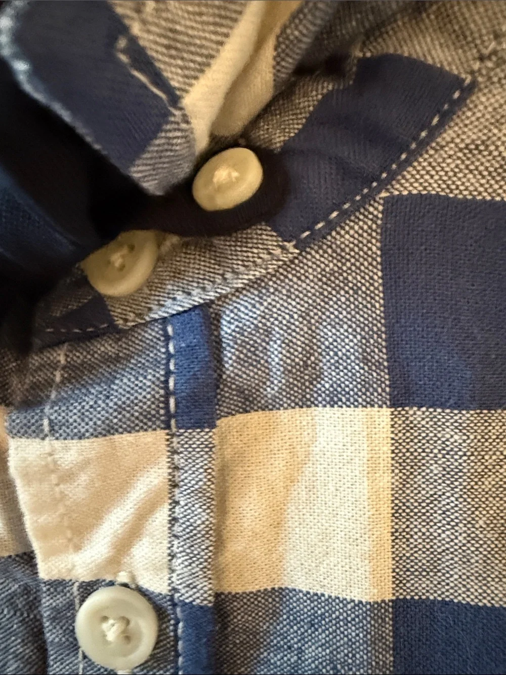 NWT Old Navy Blue and White Gingham Short-Sleeve Button-Down with Navy Bow Tie